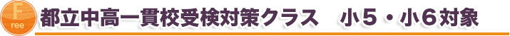 都立中高一貫校受験対策クラス　小５・小６対象